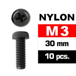 TORNILLO NYLON 3X30MM 10 UNIDADES CABEZA REDONDA ESTRELLA