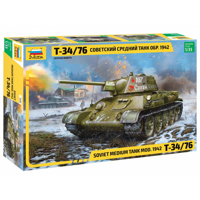 CARRO DE COMBATE T-34/76 Mod. 1942 -Escala 1/35- Zvezda 3686 CARRO DE COMBATE T-34/76 Mod. 1942 -Escala 1/35- Zvezda 3686