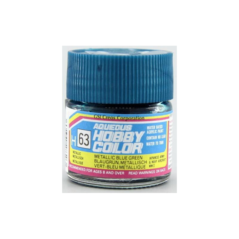 PINTURA AQUEOUS VERDE AZULADO METALIZADO (10 ml) - Mr Color / Gunze Sangyo H-063 PINTURA AQUEOUS VERDE AZULADO METALIZADO (10 ml) - Mr Color / Gunze Sangyo H-063
