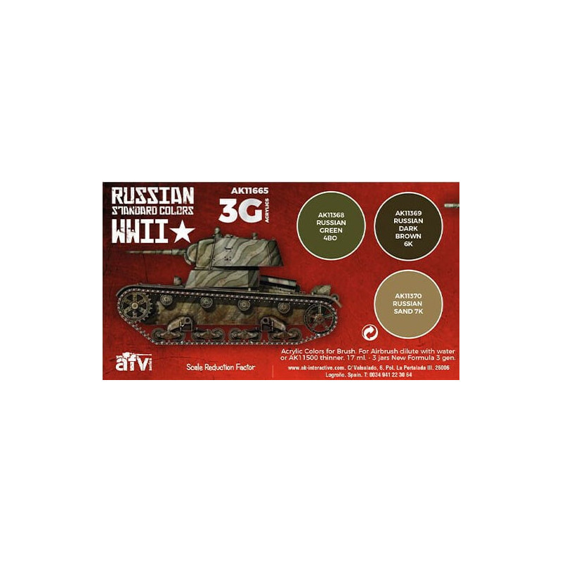 SET RUSSIAN STANDARD COLORS WWII - AK Interactive 11665 SET RUSSIAN STANDARD COLORS WWII - AK Interactive 11665