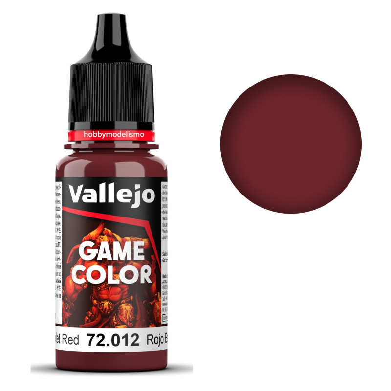 PINTURA ROJO ESCARLATA (17 ml) - Acrilicos Vallejo 72012 PINTURA ROJO ESCARLATA (17 ml) - Acrilicos Vallejo 72012