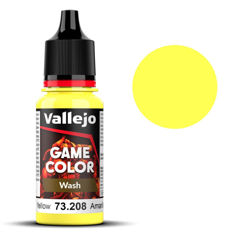 PINTURA WASH AMARILLO (18 ml) - Acrilicos Vallejo 73208 PINTURA WASH AMARILLO (18 ml) - Acrilicos Vallejo 73208