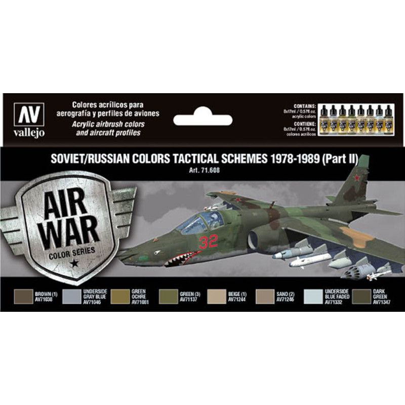 MODEL AIR SET: SOVIET-RUSSIAN AF SCHEME TACTICAL 2 1978-1989 COLORS - Acrylicos Vallejo 71608 MODEL AIR SET: SOVIET-RUSSIAN AF SCHEME TACTICAL 2 1978-1989 COLORS - Acrylicos Vallejo 71608