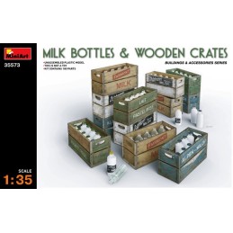 BOTELLAS DE LECHE Y CAJA DE MADERA - MiniArt 35573 ESCALA 1/35