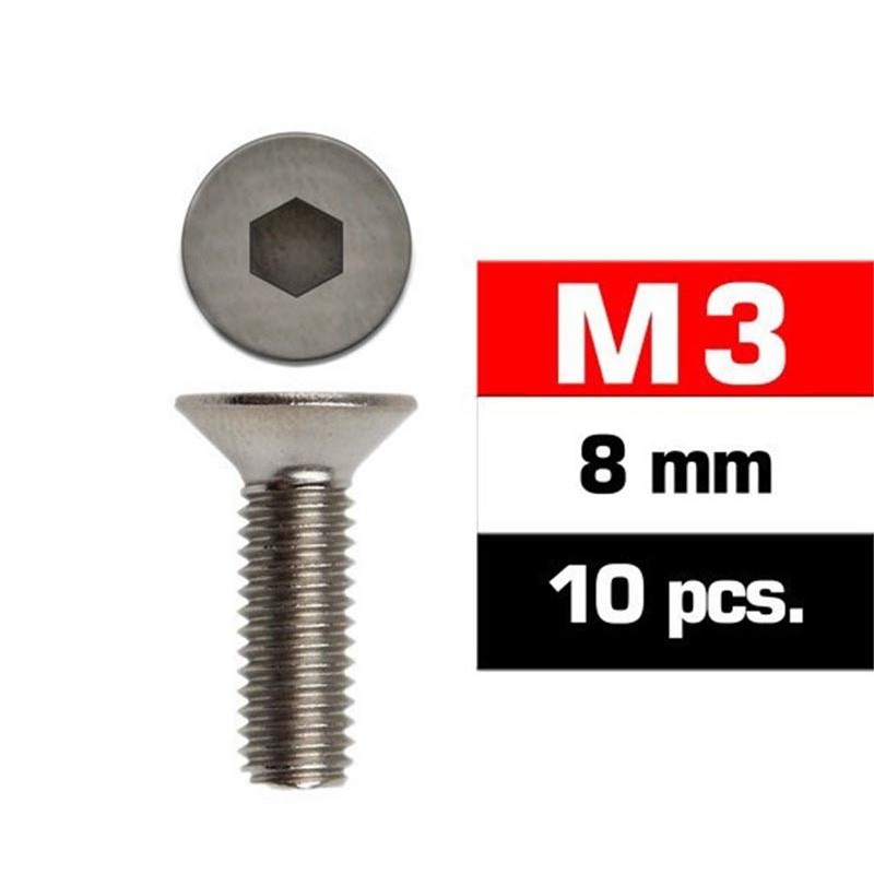 TORNILLO CABEZA AVELLANADA ALLEN M3 x 8 mm 10 unidades TORNILLO CABEZA AVELLANADA ALLEN M3 x 8 mm 10 unidades