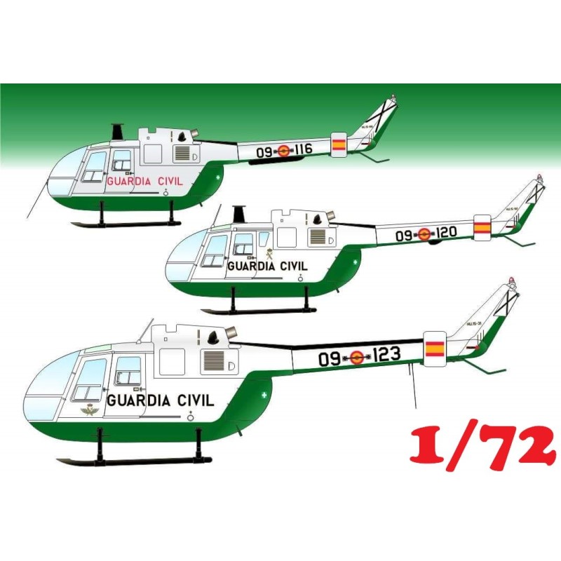 CALCAS MBB BO-105 Bolkow GUARDIA CIVIL -Escala 1/72- Series Españolas 3672 CALCAS MBB BO-105 Bolkow GUARDIA CIVIL -Escala 1/72- Series Españolas 3672