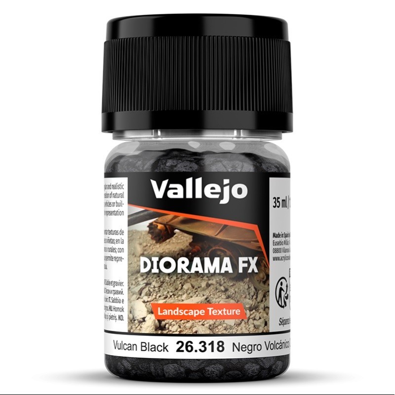 Diorama FX: GRAVA NEGRO VOLCANICO 2 / 5 mm (35 ml) - Acrylicos Vallejo 26318 Diorama FX: GRAVA NEGRO VOLCANICO 2 / 5 mm (35 ml) - Acrylicos Vallejo 26318
