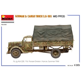 CAMION OPEL BLITZ 3,5t CARGA 3,6-36S Mid Production -Escala 1/35- MiniArt Models 35456