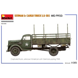 CAMION OPEL BLITZ 3,5t CARGA 3,6-36S Mid Production -Escala 1/35- MiniArt Models 35456