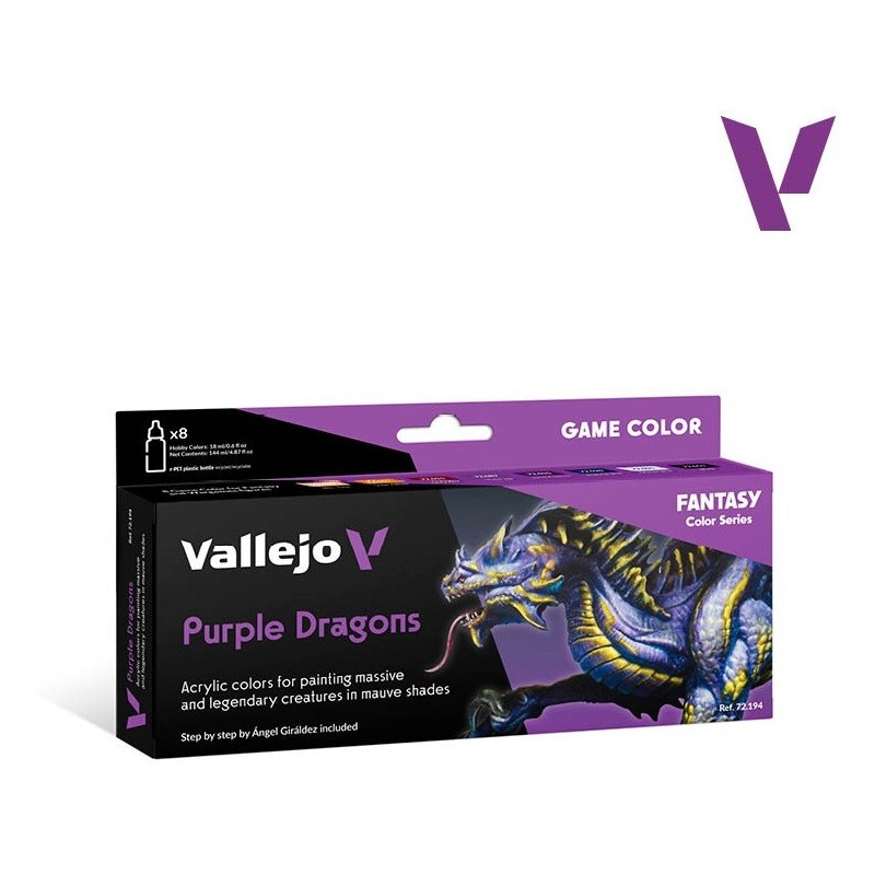 PURPLE DRAGONS SET 8 PINTURAS GAME COLOR VALLEJO 72194 PURPLE DRAGONS SET 8 PINTURAS GAME COLOR VALLEJO 72194