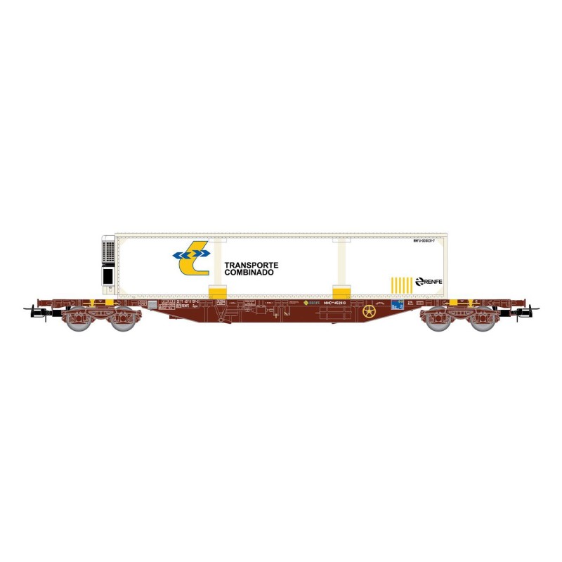 VAGON PORTACONTENEDORES RENFE TIPO MMC3, CON CONTENEDOR FRIGORIFICO - ESCALA H0 - ELECTROTREN HE6080o RENFE, época IV VAGON PORTACONTENEDORES RENFE TIPO MMC3, CON CONTENEDOR FRIGORIFICO - ESCALA H0 - ELECTROTREN HE6080o RENFE, época IV