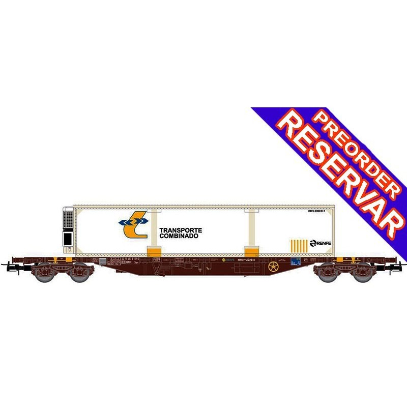 VAGON PORTACONTENEDORES RENFE TIPO MMC3, CON CONTENEDOR FRIGORIFICO - ESCALA H0 - ELECTROTREN HE6080o RENFE, época IV VAGON PORTACONTENEDORES RENFE TIPO MMC3, CON CONTENEDOR FRIGORIFICO - ESCALA H0 - ELECTROTREN HE6080o RENFE, época IV
