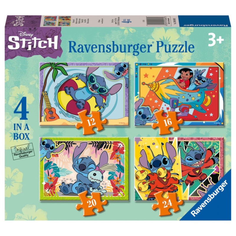 PUZZLES 4 (12-16-20-24 PZAS) STITCH MODO VACACIONES - RAVENSBURGER 12001069 PUZZLES 4 (12-16-20-24 PZAS) STITCH MODO VACACIONES - RAVENSBURGER 12001069