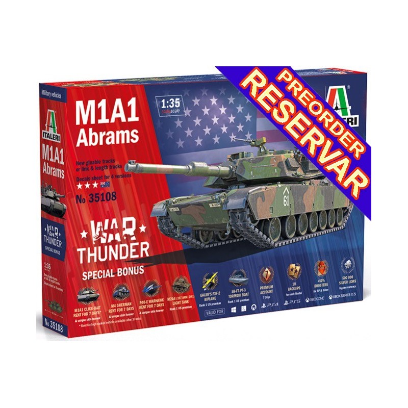 War Thunder Series: CARRO DE COMBATE M-1 A1 ABRAMS -Escala 1/35- Italeri 35108 War Thunder Series: CARRO DE COMBATE M-1 A1 ABRAMS -Escala 1/35- Italeri 35108