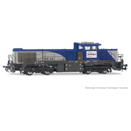 LOCOMOTORA DIESEL - ELECTRICA VOSSLOH DE18 "EUROPORTE" (Plata/ Azul) Epoca VI -Escala h0 / 1/87- Jouef HJ2471