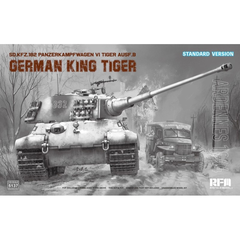 CARRO DE COMBATE Sd. Kfz. 182 KINGTIGER (Standard Version) Ardenas 1944 -Escala 1/35- RyeField Model 5137