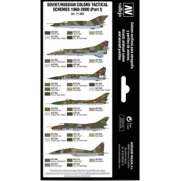 MODEL AIR SET: SOVIET-RUSSIAN AF SCHEME TACTICAL 1 1960-2000 COLORS 8 BOTES 17ML - ACRILICOS VALLEJO 71609