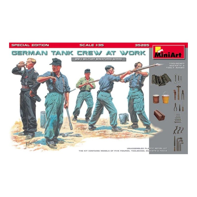 TRIPULACION CARRO ALEMAN REPARANDO -Escala 1/35- MiniArt 35285