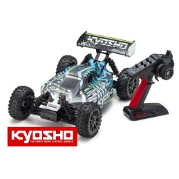 COCHE KYOSHO Inferno Neo 4.0 1:8 RC Brushless EP Readyset - T2 Blanco - Celeste K.34118T2B