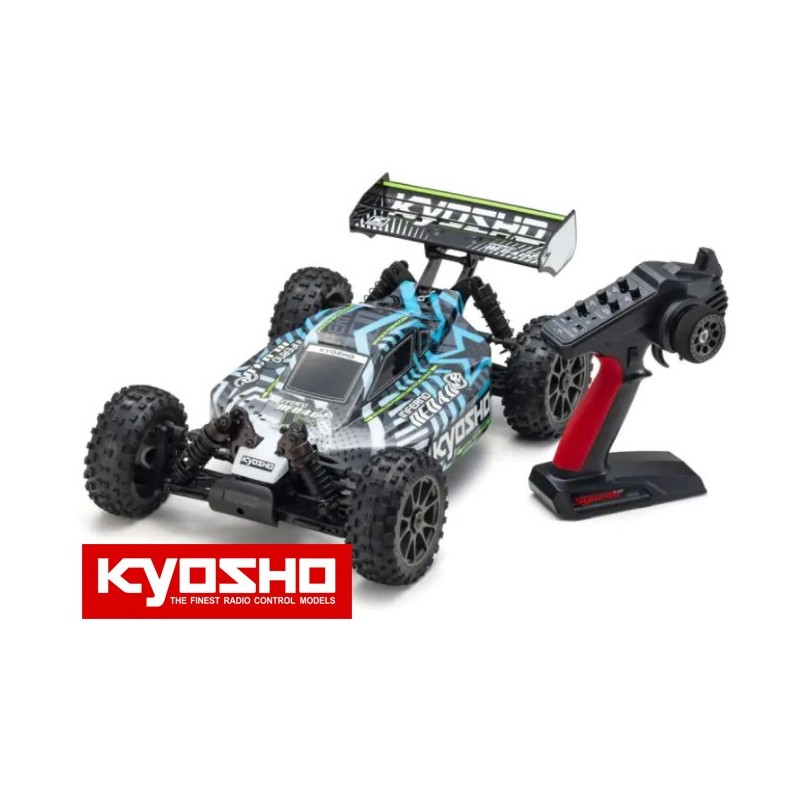 COCHE KYOSHO Inferno Neo 4.0 1:8 RC Brushless EP Readyset - T2 Blanco - Celeste K.34118T2B