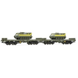 PAR VAGONES PLATAFORMA TRANSPORTE MILITAR (2 x TOAS UME) -Escala 1/87 - h0- Electrotren HE4015