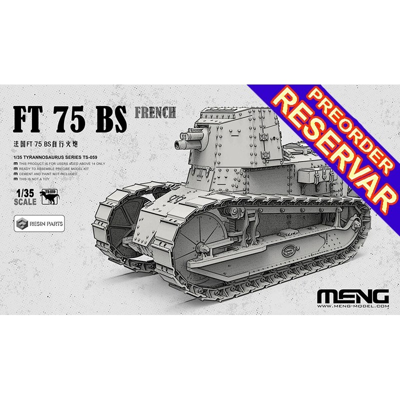 CARRO DE COMBATE RENAULT FT 75 BS Version (partes en resina) -Escala 1