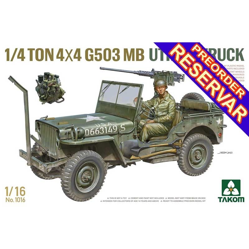 VEHICULO TODOTERRENO JEEP WILLYS 1/4 ton (4x4) -Escala 1/16 Takom 1016