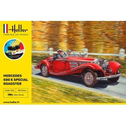 MERCEDES BENZ 500 K ROADSTER (Pegamento & pinturas) -Escala 1/24- Heller 56710