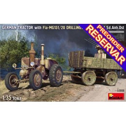 TRACTOR LANZ BULLDOG & TRAILER Sonderanhänger Ost - Flak MG151/20 Drillingslafette -Escala 1/35- MiniArt 53008