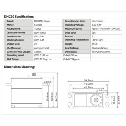 SERVO HV 27,0 kg / 0,82 sec (8,4 V) - DOYONO DHC20 SERVO HV 27,0 kg / 0,82 sec (8,4 V) - DOYONO DHC20