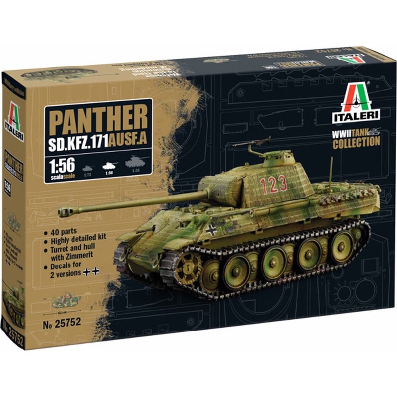 CARRO DE COMBATE Sd.Kfz. 171 PANTHER AUSF. A -Escala 1/56- Italeri 25752 CARRO DE COMBATE Sd.Kfz. 171 PANTHER AUSF. A -Escala 1/56- Italeri 25752