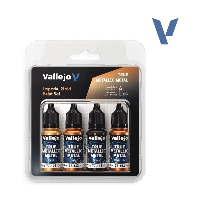 SET Vallejo True Metallic Metal ORO IMPERIAL (4 x 18ml) - Acrilicos Vallejo 77252 SET Vallejo True Metallic Metal ORO IMPERIAL (4 x 18ml) - Acrilicos Vallejo 77252