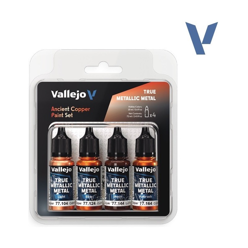 SET Vallejo True Metallic Metal COBRE ANTIGUO (4 x 18ml) - Acrilicos Vallejo 77253 SET Vallejo True Metallic Metal COBRE ANTIGUO (4 x 18ml) - Acrilicos Vallejo 77253