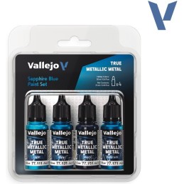 SET Vallejo True Metallic Metal AZUL ZAFIRO (4 x 18ml) - Acrilicos Vallejo 77256