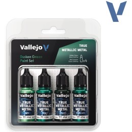 SET Vallejo True Metallic Metal VERDE SOMBRIO (4 x 18ml) - Acrilicos Vallejo 77257