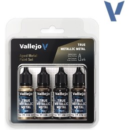 SET Vallejo True Metallic Metal METAL ENVEJECIDO (4 x 18ml) - Acrilicos Vallejo 77258