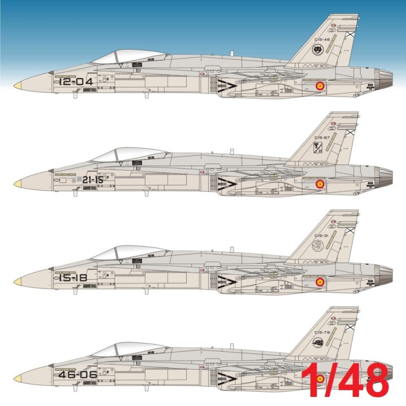 CALCAS EF-18 A/B HORNET ALA N 11/12/15/21 -Escala 1/48- Series Españolas SE1248 CALCAS EF-18 A/B HORNET ALA N 11/12/15/21 -Escala 1/48- Series Españolas SE1248