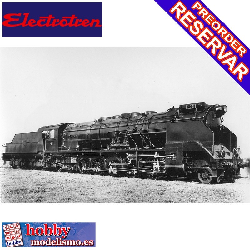 LOCOMOTORA DE VAPOR RENFE 5001 SANTA FE CON LAMPARAS ANTIGUAS Y TENDER DE CARBON - DIGITAL SONIDO Y HUMO - ESCALA H0-