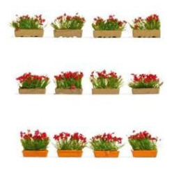 SET MACETEROS FLORES ROJAS (12 unidades) -Escala 1/87 - h0- Noch 14010